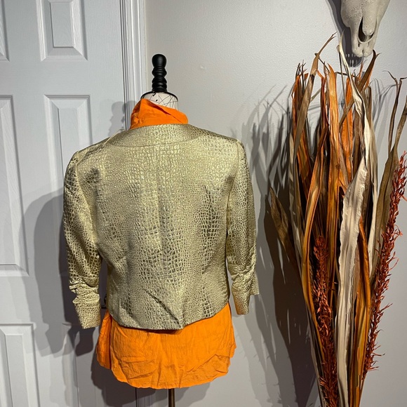 NWOT Anthracite Brocade Jacquard Snake Embossed Print Bolero Cover crop sleeve - Picture 3 of 7